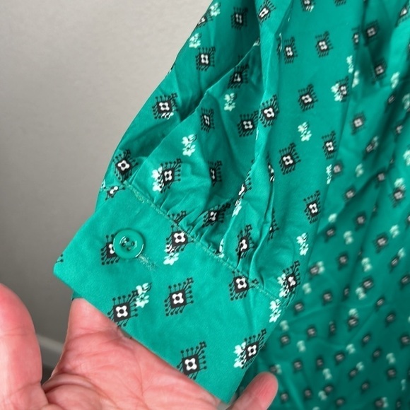 Boho Green & Black Flowy Midi Oversized Dress Size Small - Picture 3 of 5